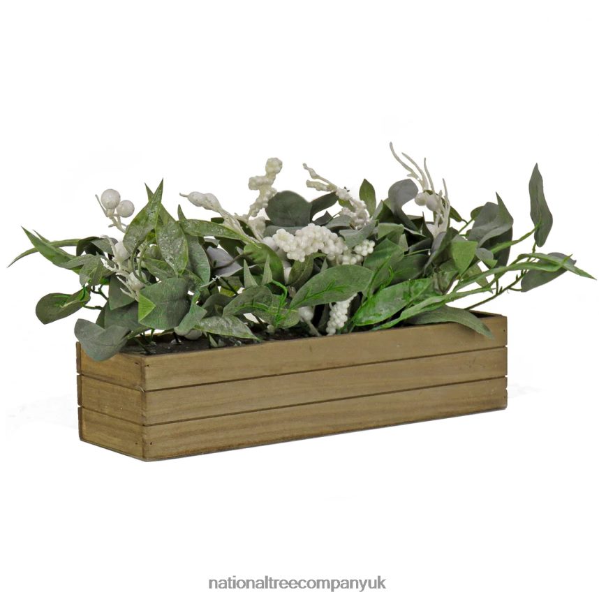 Greenery | National Tree Company Rectangular Planter Box with Christmas Greenery White Berries 22 in F2L4F491